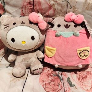 Hello Kitty x Pusheen Bundle; Hello Kitty Costume & Pusheen Costume Plushies
